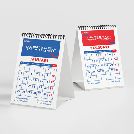 Kalender Mini Kecil Ekonomis Inkjet Uk. 7 x 10 Cm 12 Hlm