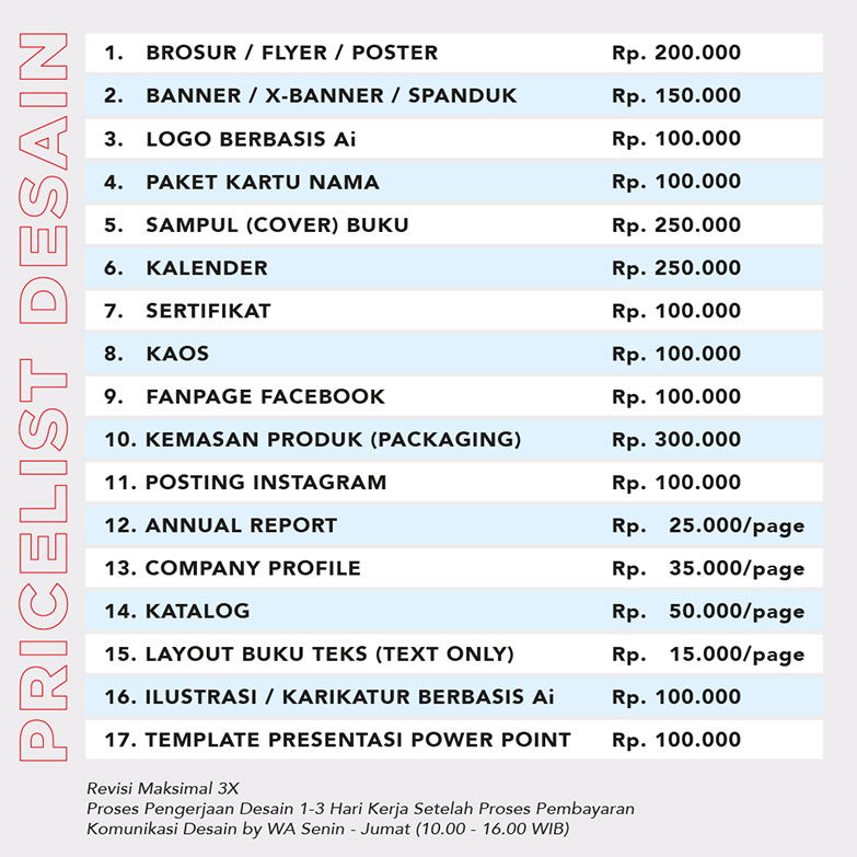 Pricelist Desain